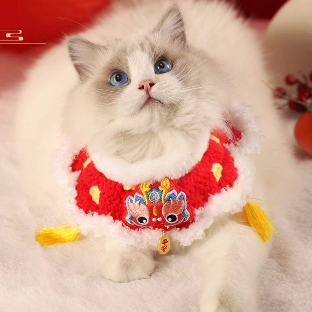 Pet Cat Clothes New Year Scarf Collar
