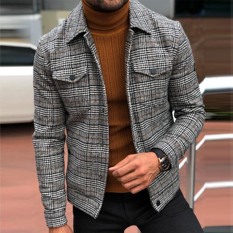 Explosive Slim Casual Fashion Autumn Plaid Men's Jacket Jacket