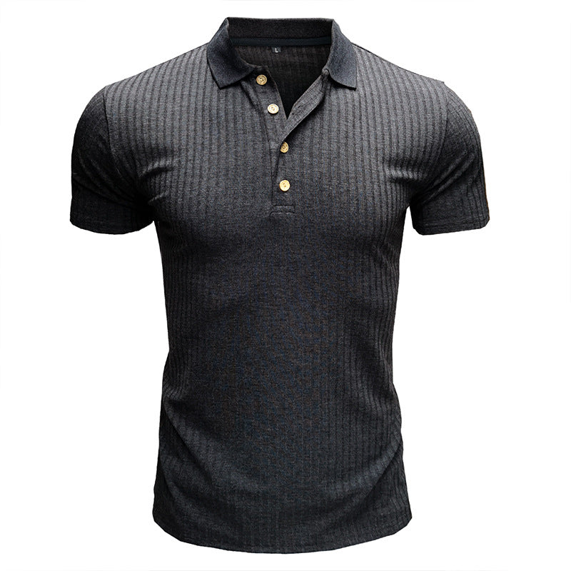 Men's Short Sleeve Polo Lapel T-Shirt Solid Color Casual