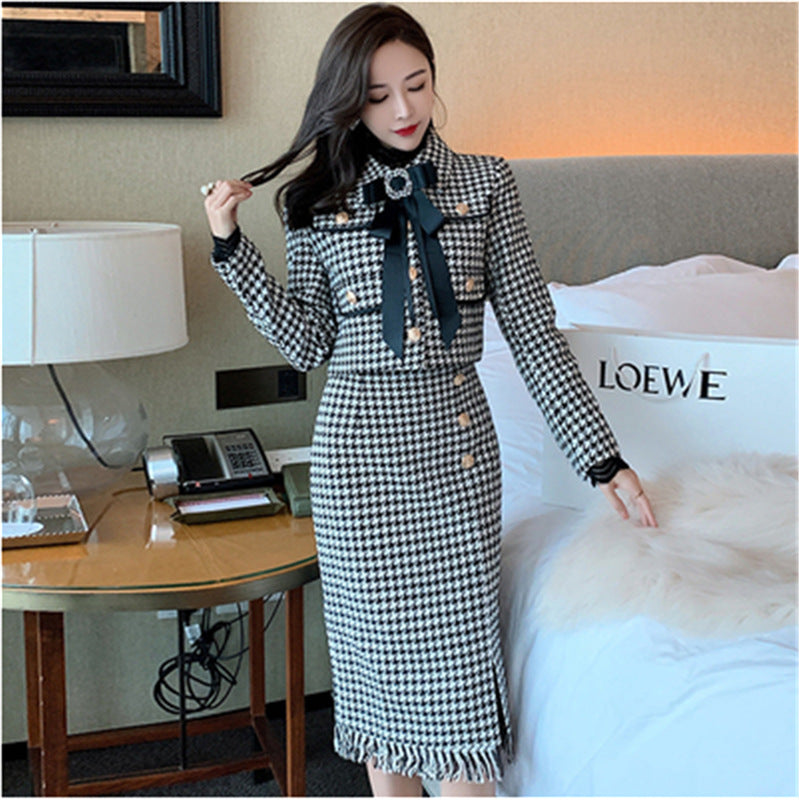 Lady Temperament Butterfly Knit Cardigan Midi Skirt