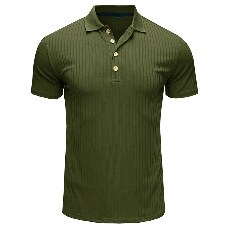 Men's Short Sleeve Polo Lapel T-Shirt Solid Color Casual