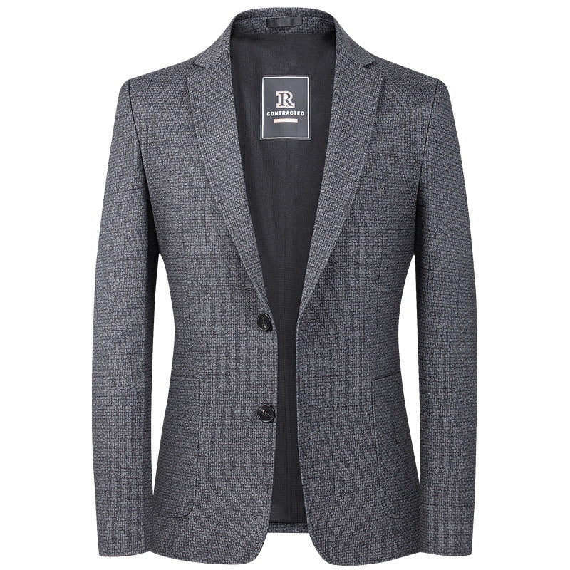 Men's Fashion Casual Knitted Plaid Stretch Suit Jacket