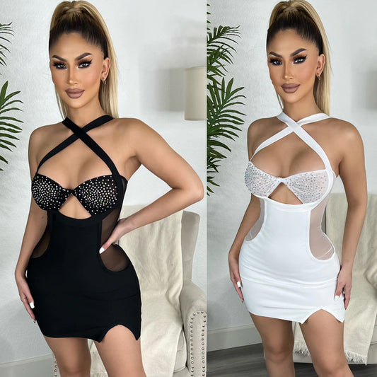 Women's Fashion Sling Hot Diamond Nightclub Dress