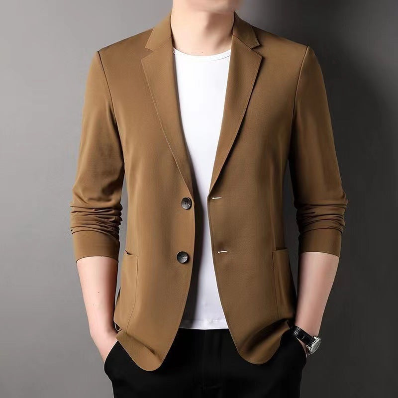 Hair Spring And Autumn Men''S T-Shirt Coat Korean Version Blazer Solid Color Cardigan Handsome Men''S Sweater