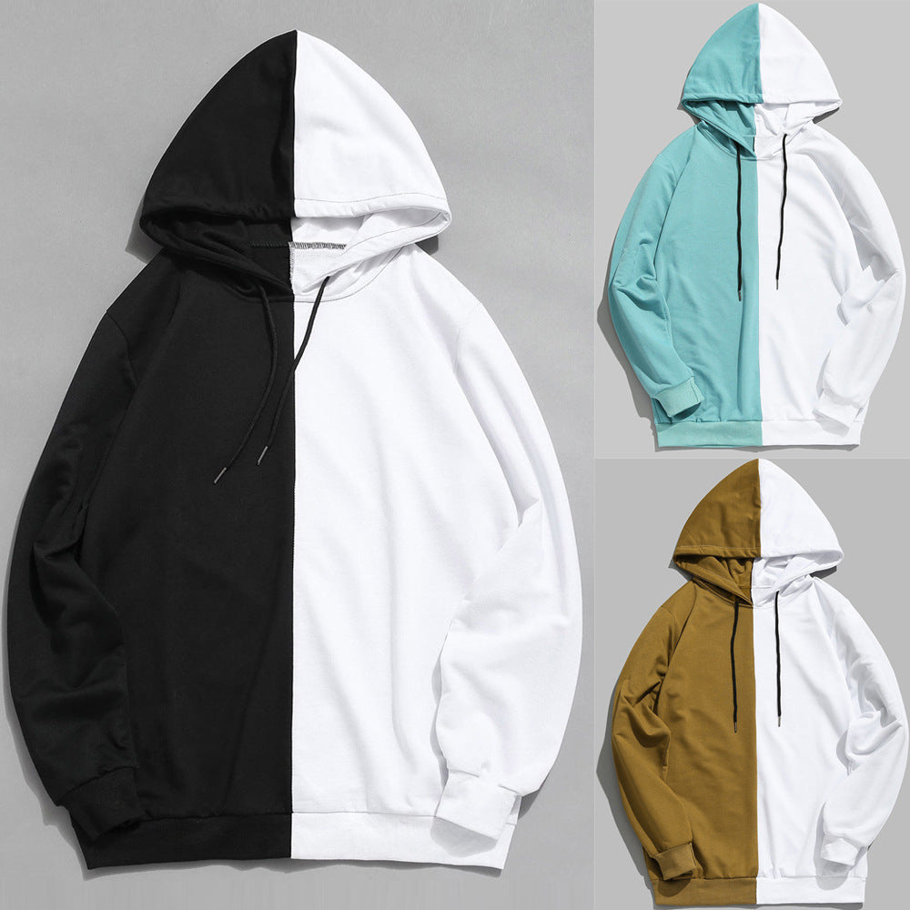 European And American New Stitching Two-color Hoodie Thin Men And Women Lazy Style Sweatshirt