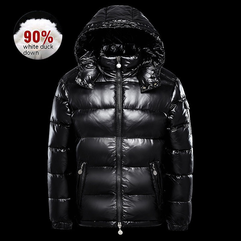 Down Jacket Black Glossy Couples Coat