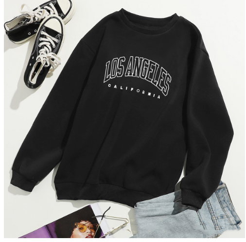 Letter Print Crew Neck Pullover Sweatshirt