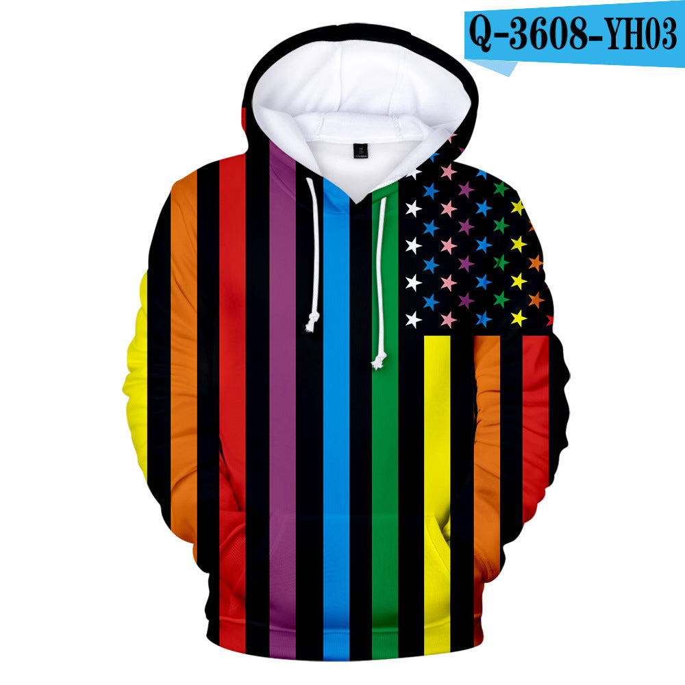 Gay Day Parade Leisure 3D Digital Printing Pullover Hoodie Men And Women