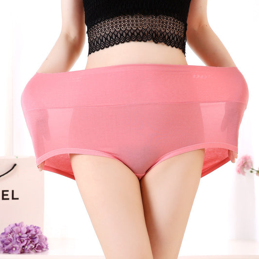 Women Underwear Soft Viscose Solid Color High Waist Panties 4pcs A Lot