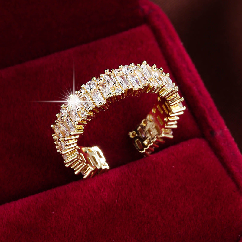 Simple Women's Geometric Zircon Ring