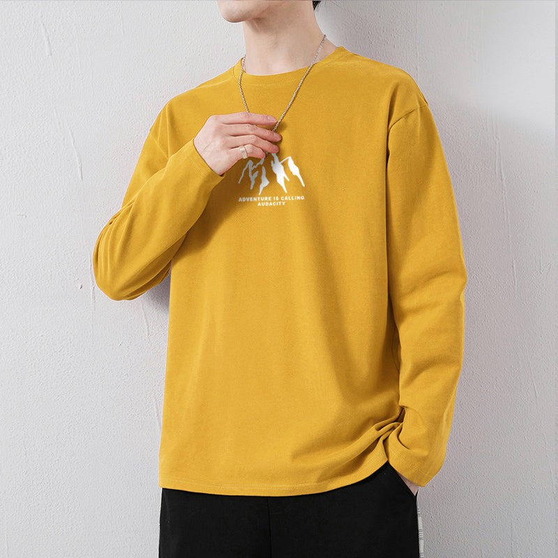 Loose Casual Cotton Long Sleeve T-shirt For Men