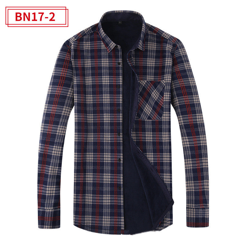 Men's Fashion Leisure Warm Plaid Shirt Coat