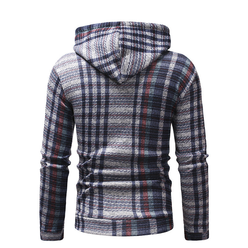 Hooded Men Striped Sweater Slim Fit