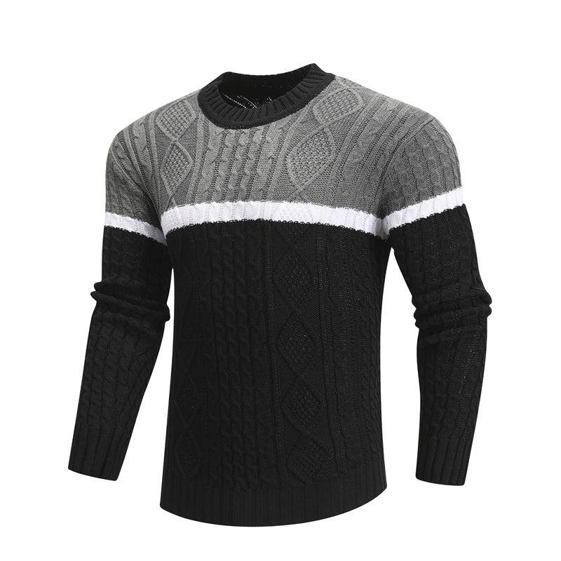 Men Casual Knitted Soft Cotton Sweaters Pullover Men Winter New Fashion Striped O-Neck Sweater