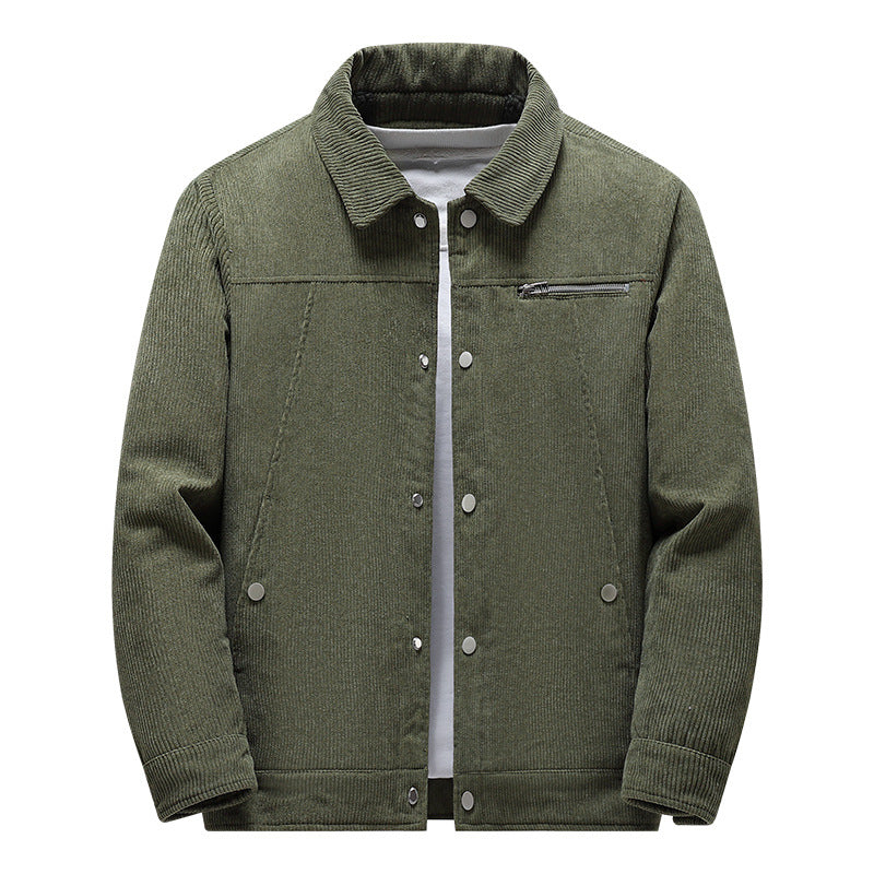 Fashion Stand Collar Casual Men's Corduroy Jacket