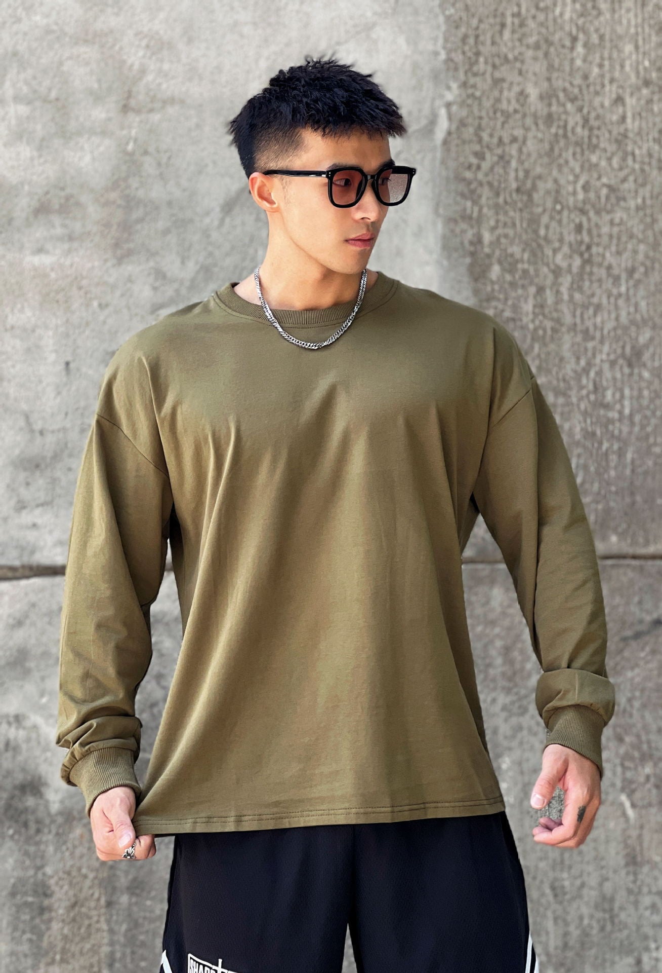 Loose Fitness Clothes Sports Clothes Long Sleeve T-shirt Pullover Hoodie Thin Section Men