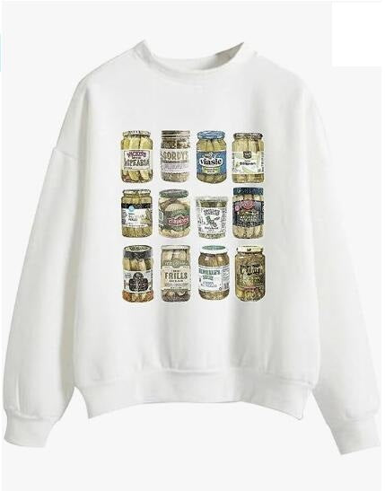 Kimchi Jar Printed Round Neck Sweater For Men And Women