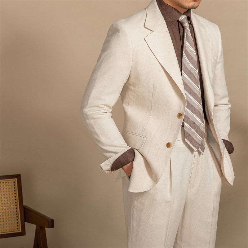 Casual Breathable Retro Suit Men's Half Lining