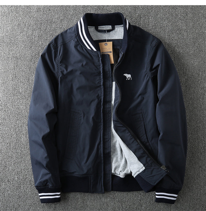 Spring And Autumn Thin Stand-up Collar Flight Jacket Men