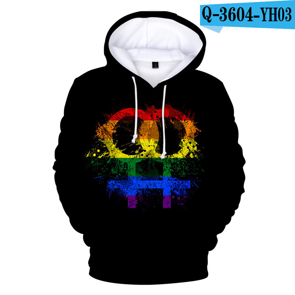 Gay Day Parade Leisure 3D Digital Printing Pullover Hoodie Men And Women