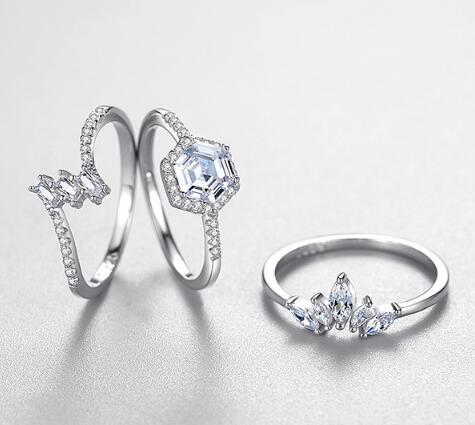 S925 Sterling Silver Special-interest Design Diamond Cube Sugar Ring For Women