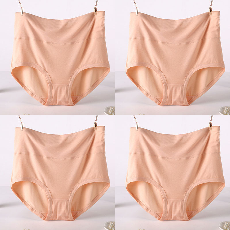 Women Underwear Soft Viscose Solid Color High Waist Panties 4pcs A Lot