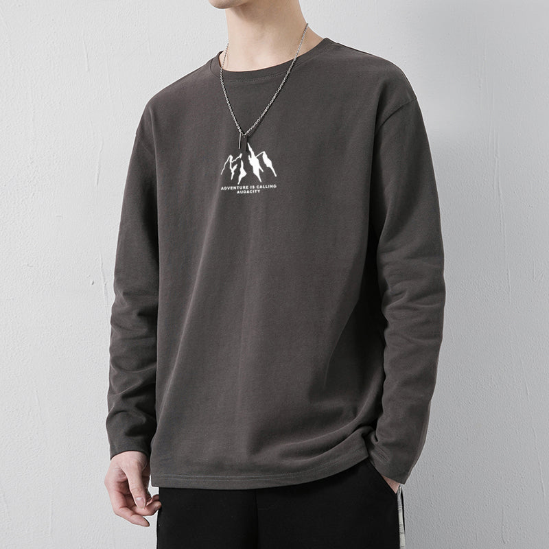 Loose Casual Cotton Long Sleeve T-shirt For Men