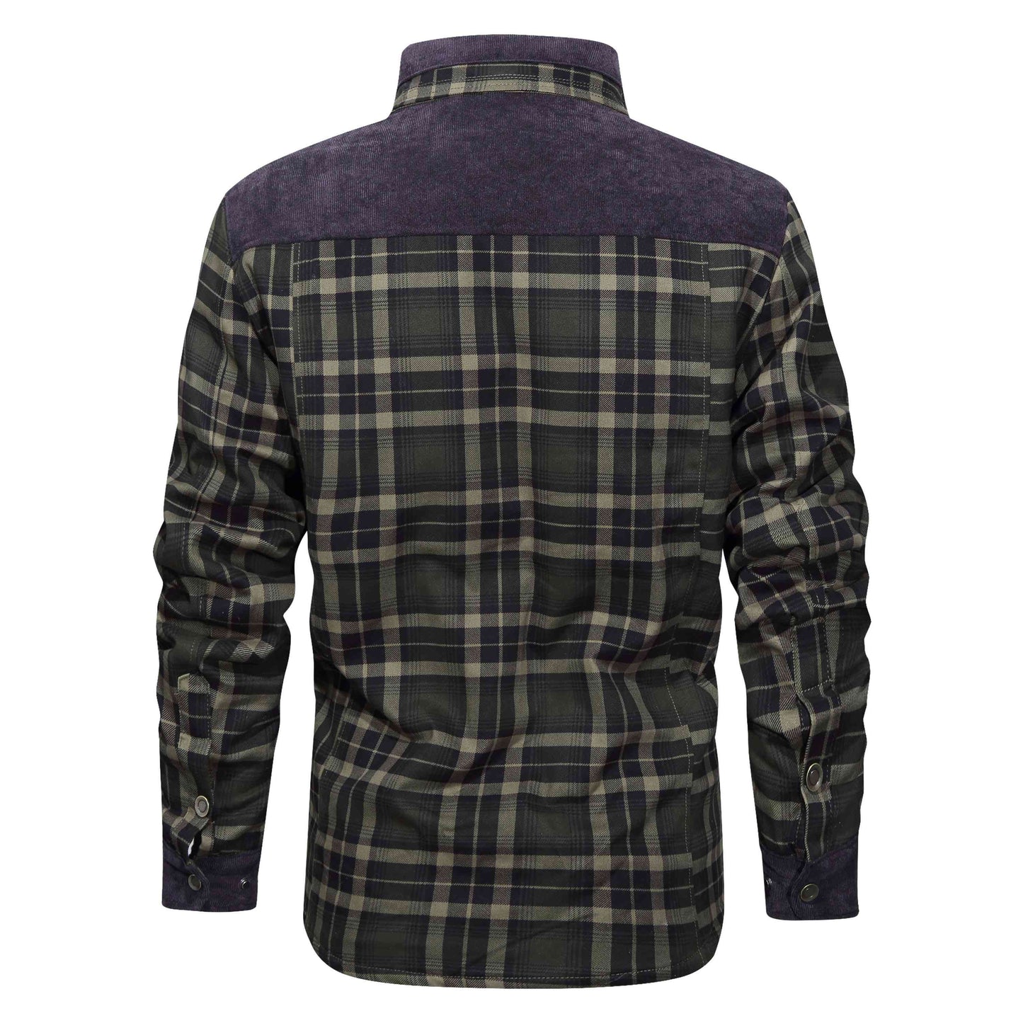 Thickened Shirt Jacket With Classic Plaid Fuzzy Fleece Lining Inside Design