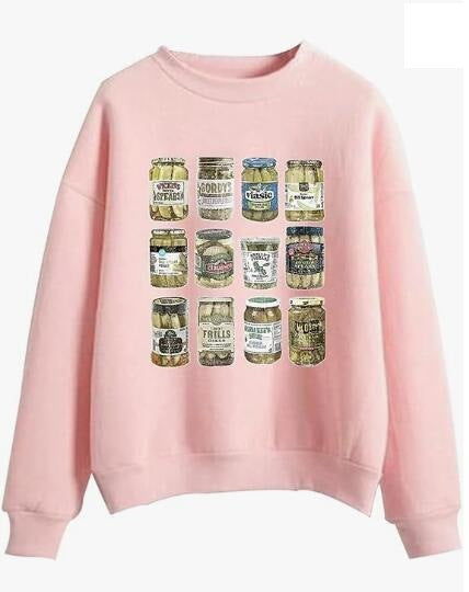 Kimchi Jar Printed Round Neck Sweater For Men And Women