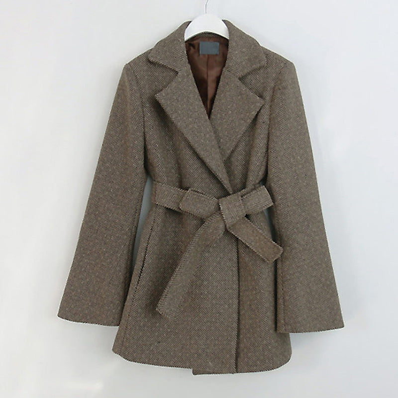 Retro British Style Loose Suit Woolen Coat Women