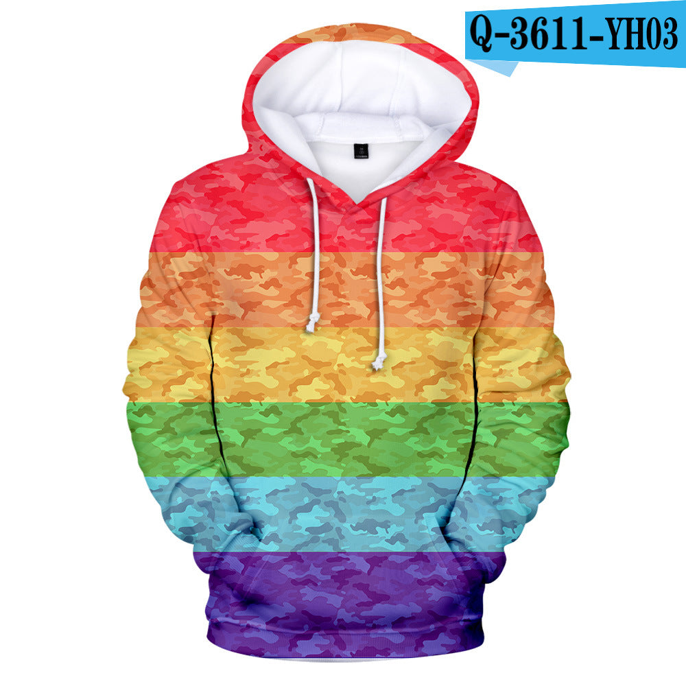 Gay Day Parade Leisure 3D Digital Printing Pullover Hoodie Men And Women