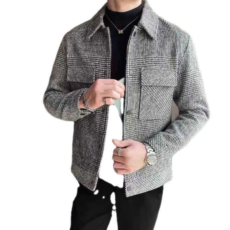 Men's Coat Korean Style Trendy Casual Woolen Jacket