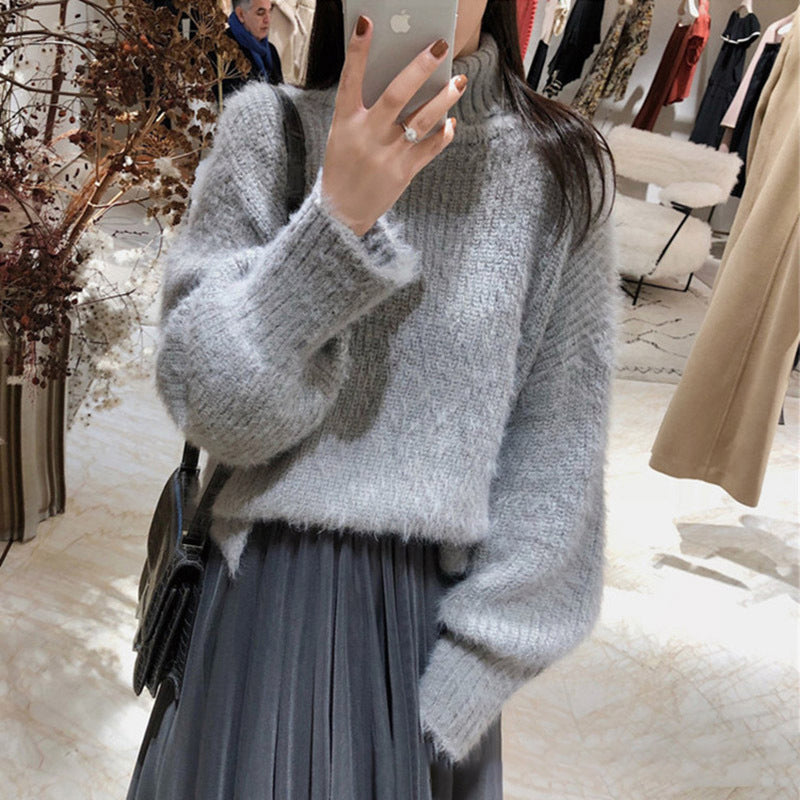 Loose Lotus Root Mohair Outside Wear Sweater For Women