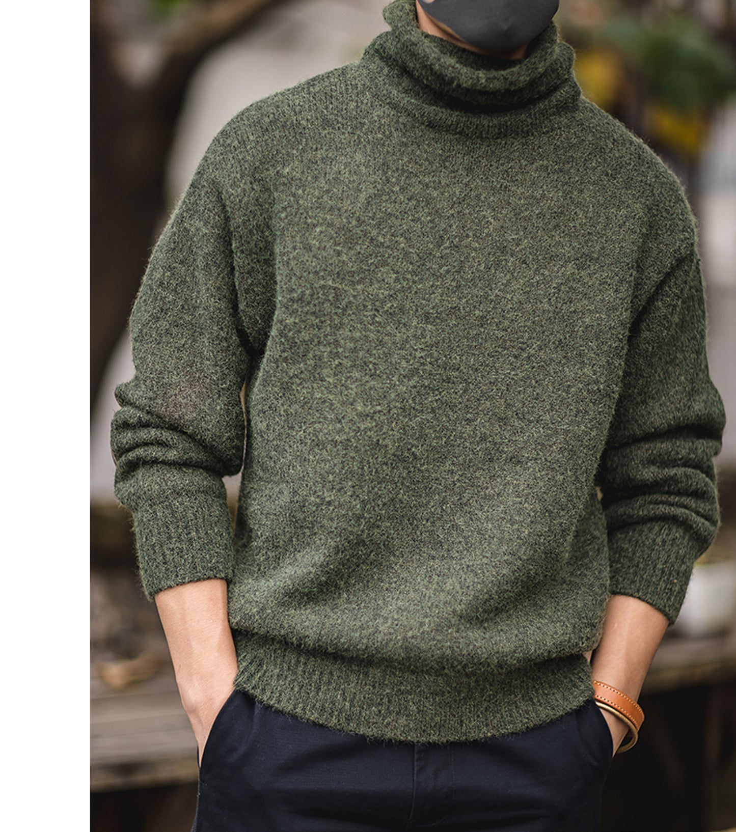 New Thick Warm And Soft Imitation Mohair Turtleneck Sweater Men