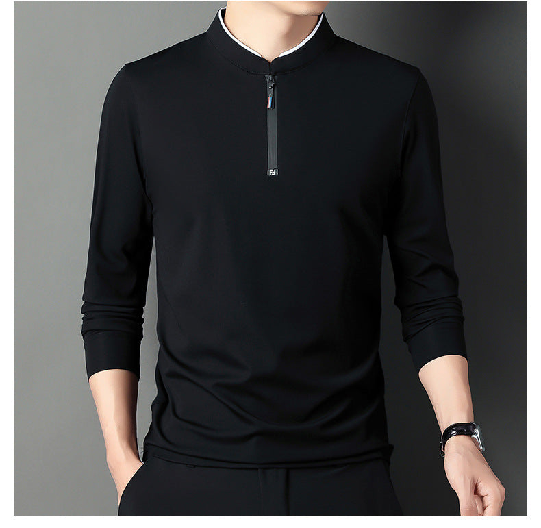 Long Sleeve T - Shirt Men Leisure Young Men Stand Collar Pull