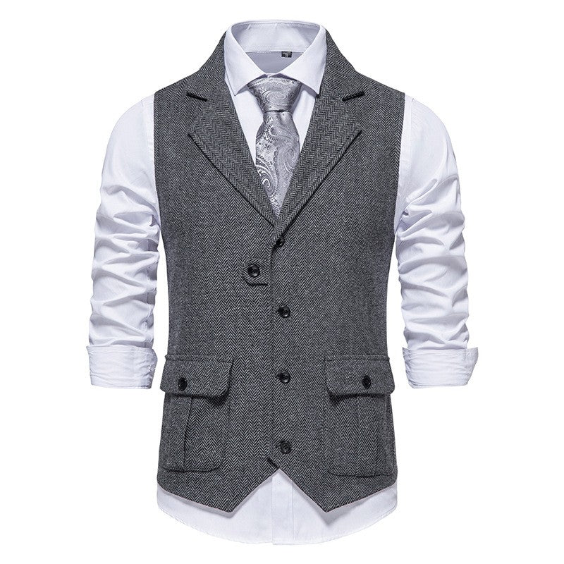 European Single Breasted Retro Vest Men