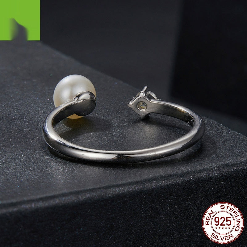 Natural Freshwater Pearl Moissanite Ring