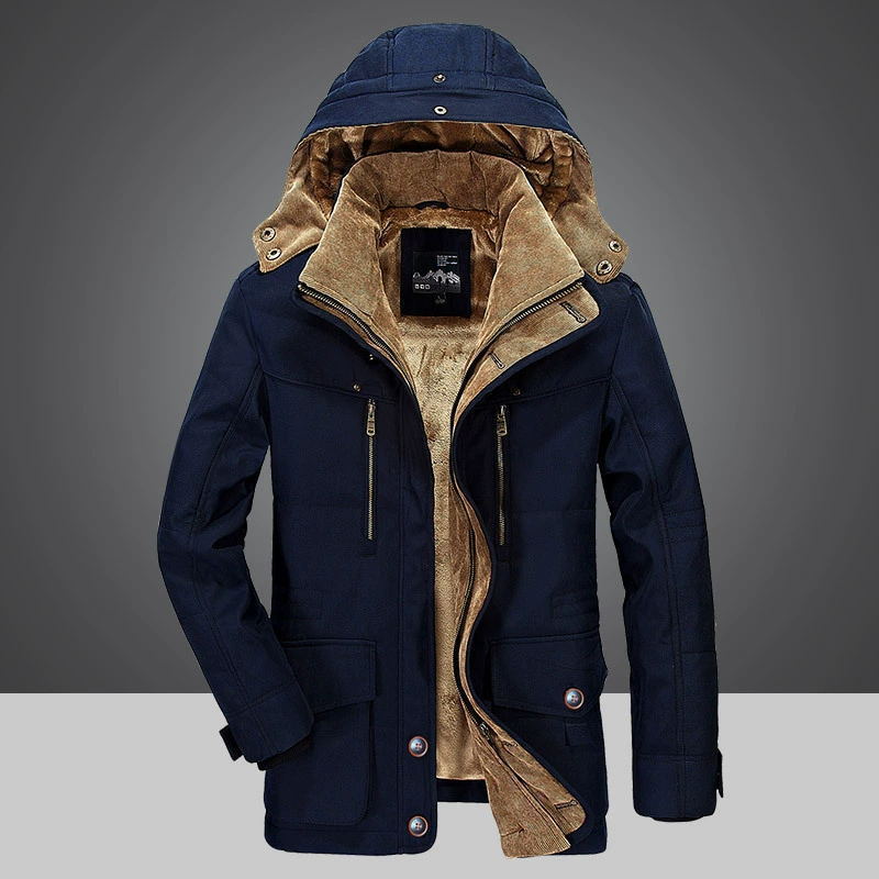 Men's Cotton-padded Coat Mid-length Fleece-lined Thickened