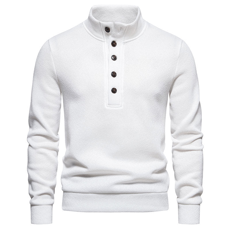 Men's Turtleneck Buttons Pullover Casual Loose