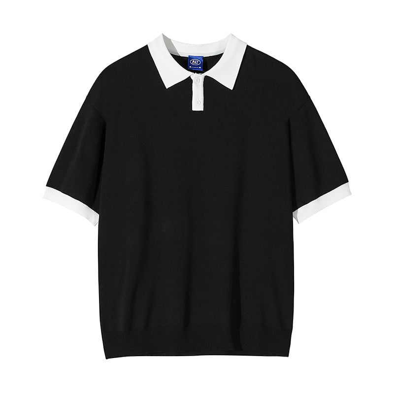 Short-sleeved Knitting Polo Shirt Men's Loose