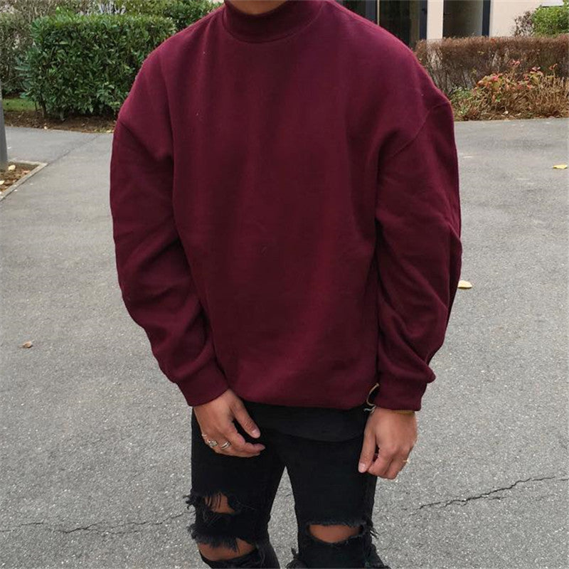 Round Neck Pullover Solid Color Loose Men's Sweater