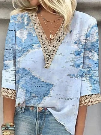 Ethnic Style Large Print Top For Women