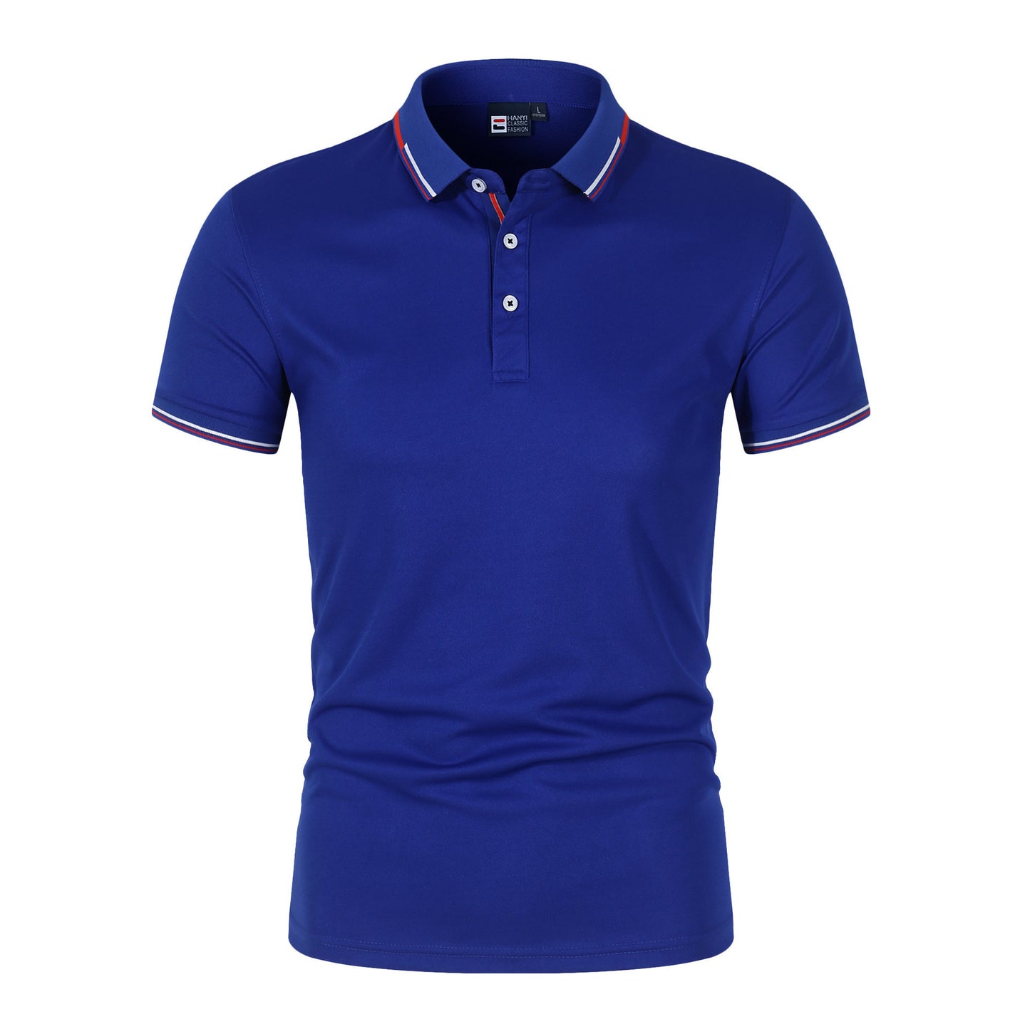 Plain Standing Collar Solid Color Men's Polo Shirt