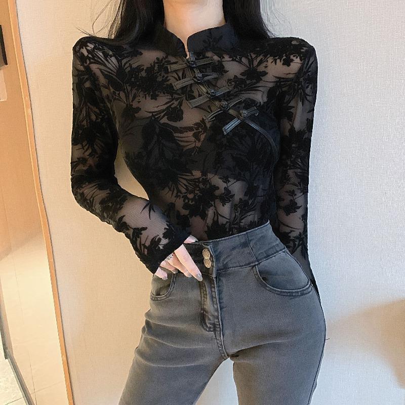 Chinese Style Retro Sexy Lace Top Women