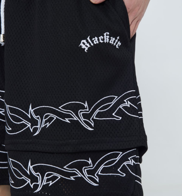 American Street Basketball Shorts Men Thorns Embroidered Double Layer