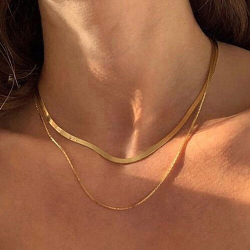 Multilayer Trend Elegant Jewelry Long Snake Chain Crystal